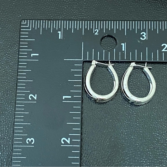 Vintage MONET Signed Black Enamel Silver-tone Hoop Earrings - Picture 14 of 15